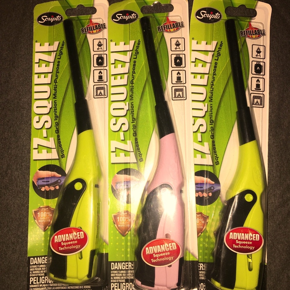 Scripto EZ Squeeze Lighters Set of 3 NEW